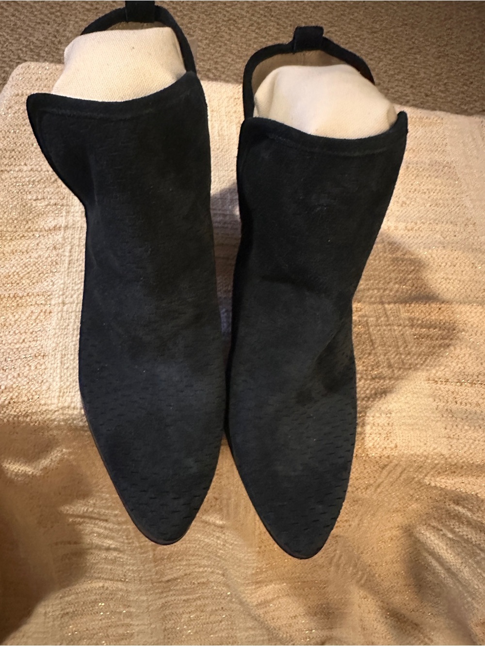 Women’s Navy Blue Suede Pointed Toe Ankle Boots